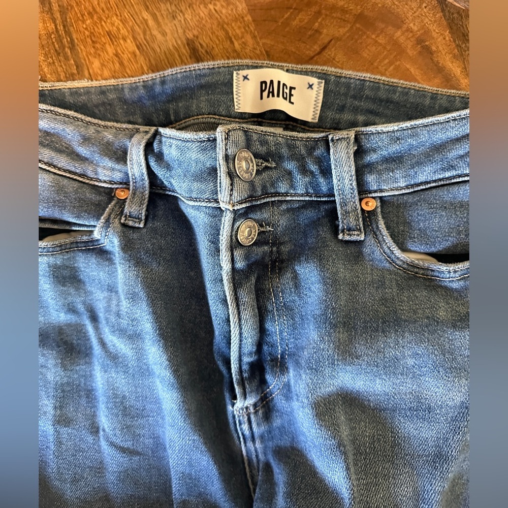 PAIGE Womens Cindy Straight Leg Jeans High Rise Denim Button Fly Blue Size 29 - Picture 3 of 6